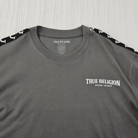 True Religion Heavy Taping Tee Men's Size L Army Green MSRP $59 NWT NEW - Picture 3 of 12